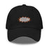 Black adjustable hat featuring the word &